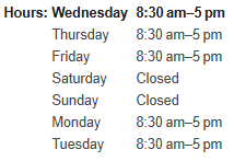 Opening Hours